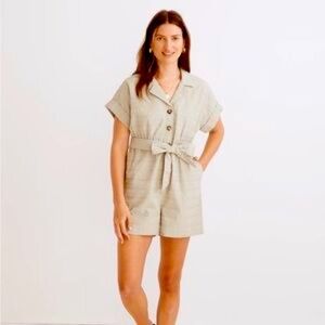 Madewell seersucker camp romper size small